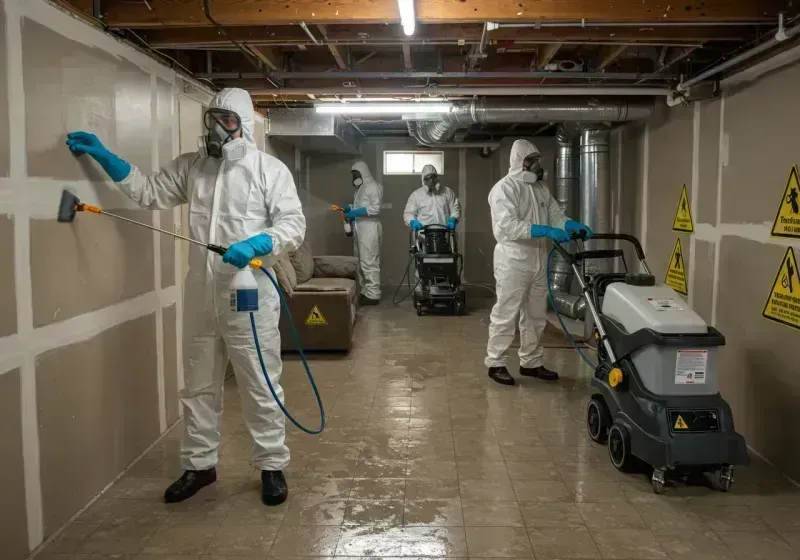 Basement Moisture Removal and Structural Drying process in Montevideo, MN